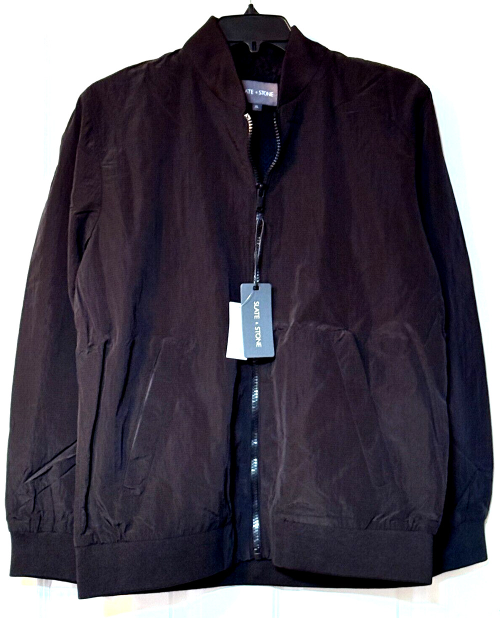 Slate and Stone Nylon Ripstop Bomber Jacket Black size XL Full Zip Brand New